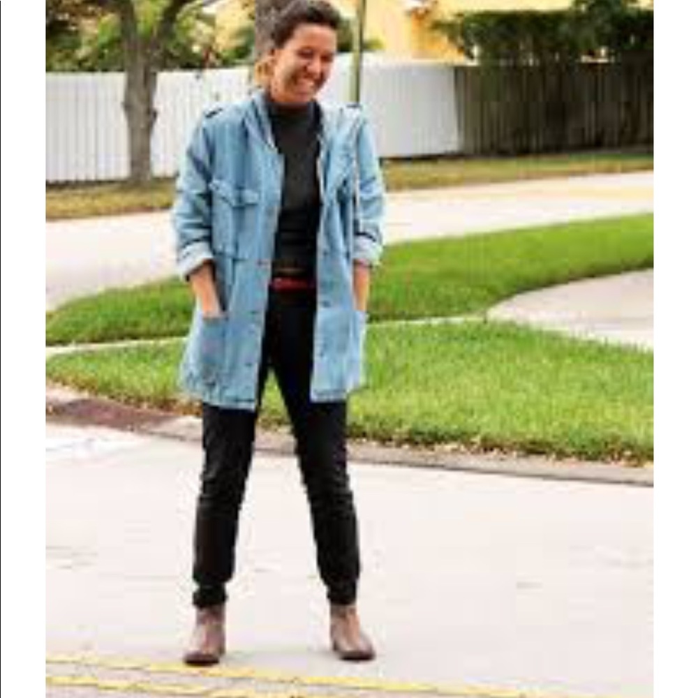 Trendy chambray utility jacket